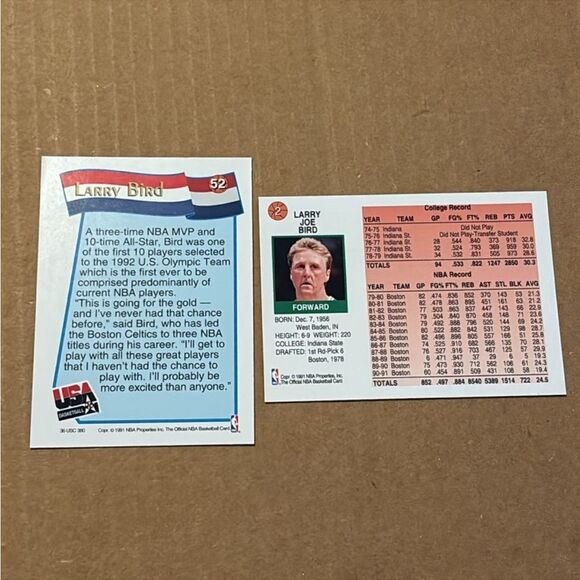 💜5/$15💜 All 2 Larry Bird 1991/92 Hoops McDonalds Celtics NBA Basketball Cards - Picture 2 of 2